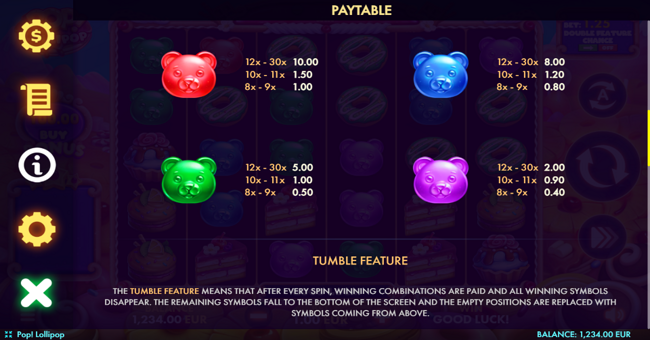 pop lollipop paytable 2 paytable