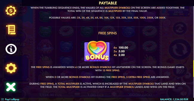 pop lollipop paytable 3 paytable