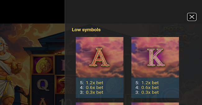 pots of power zeus paytable 4 paytable