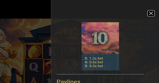 pots of power zeus paytable 6 paytable