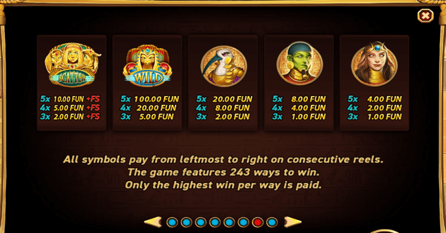 power gods of egypt paytable 1 paytable