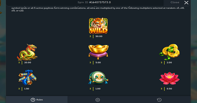 power of tiger paytable paytable