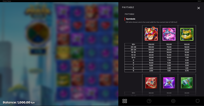 power paws paytable 1 paytable