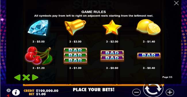 pragmatic play super joker 1 paytable