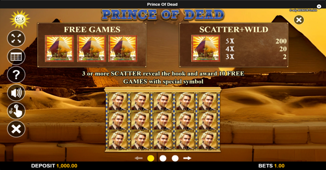 prince of dead paytable 1 paytable