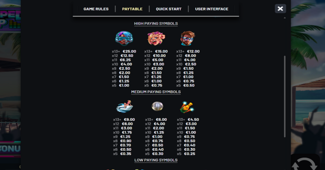 pumped up paytable 1 paytable