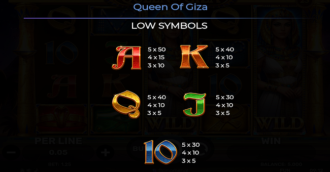 queen of giza paytable 2 paytable