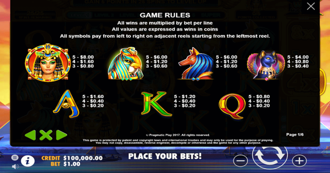 queen of gold paytable paytable