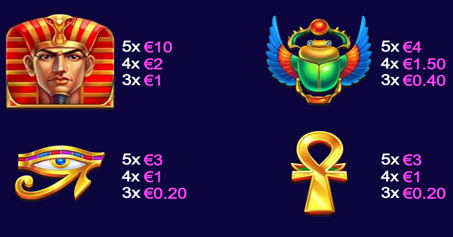 queen of the 3 pyramids cash collect paytable 1 paytable