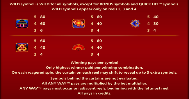 quick hit ultra pays monkeys fortune paytable 1 paytable