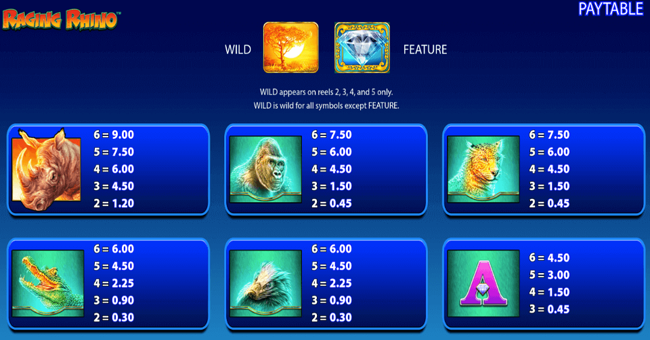 raging rhino paytable 1 paytable