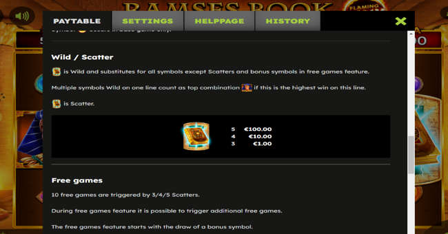 ramses book flaming link paytable 2 paytable