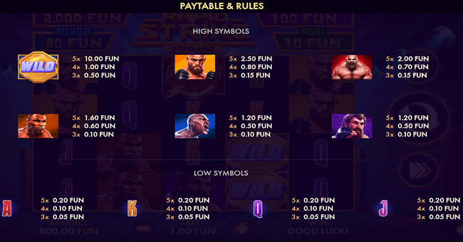 rapid strike rapid link paytable paytable