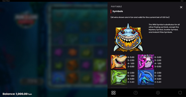 razor ways paytable 1 paytable