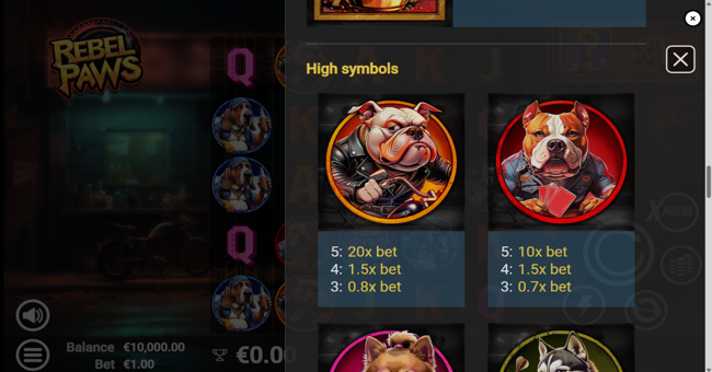 rebe paws paytable 1 paytable