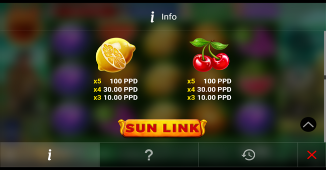 red fate 5 sun link paytable 4 paytable