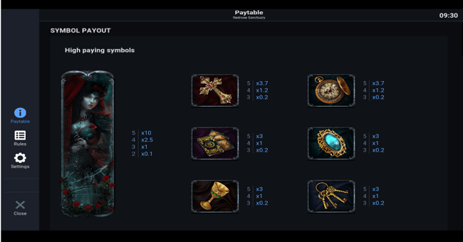 redrose sanctuary paytable1 paytable