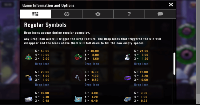 reel crime stealing christmas paytable paytable