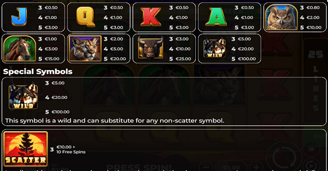 reel wolf paytable paytable
