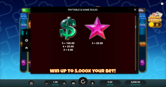 regal inferno paytable 5 paytable