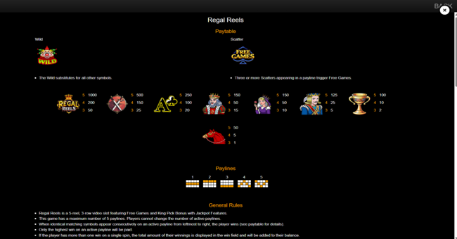 regal reels paytable 1 paytable