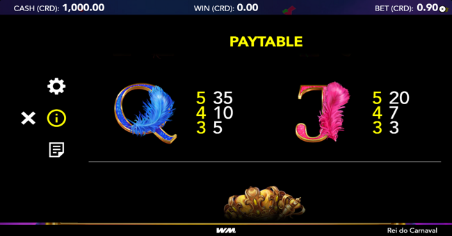 rei do carnaval paytable 3 paytable