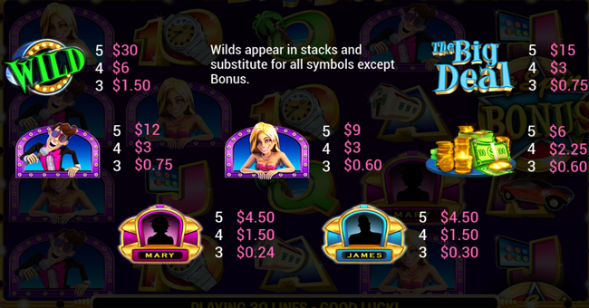 revolver gaming the big deal paytable 1 paytable