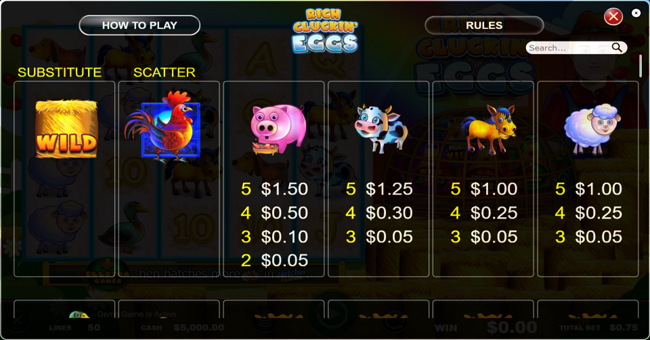 rich cluckin eggs paytable 1 paytable