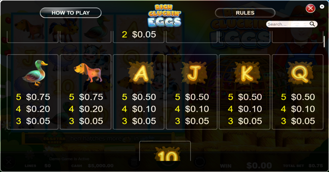 rich cluckin eggs paytable 2 paytable