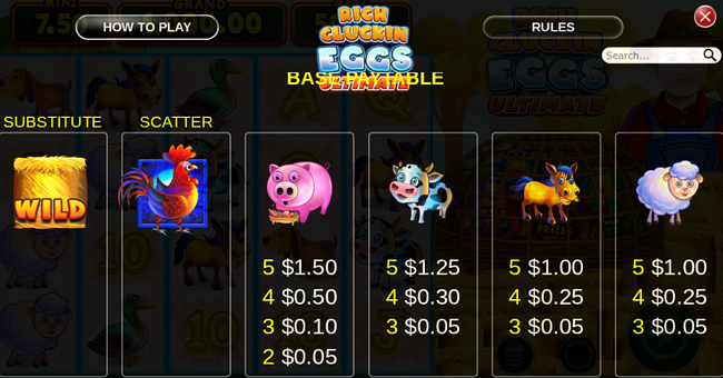 rich cluckin eggs ultimate paytable 1 paytable