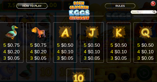 rich cluckin eggs ultimate paytable 2 paytable