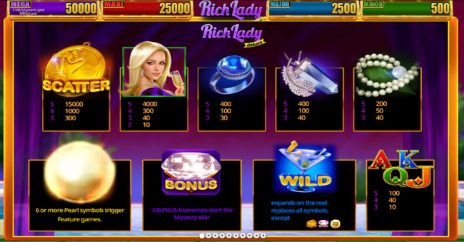 rich lady deluxe paytable paytable