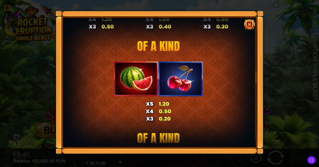rocket eruption triple blast paytable 2 paytable