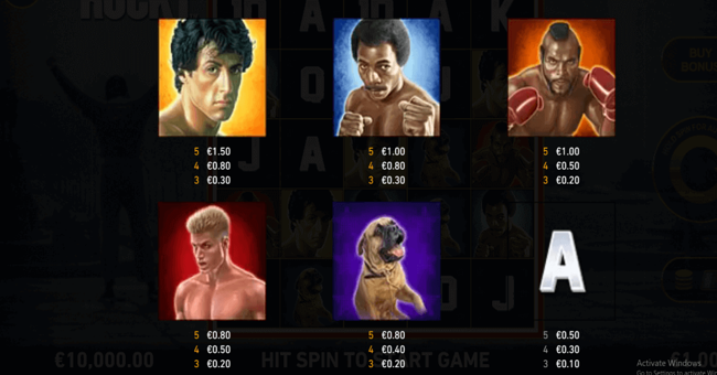 rocky slot paytable paytable