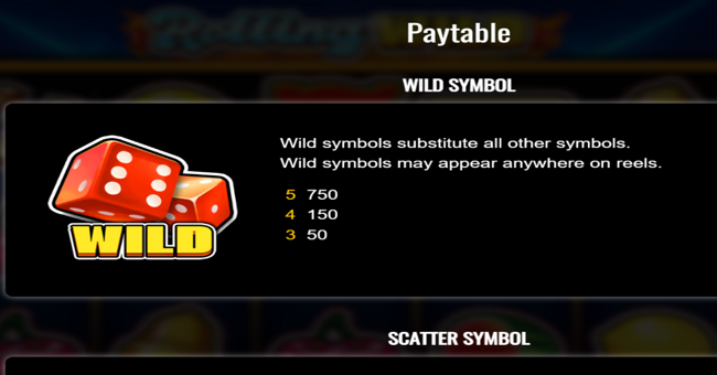 rolling wild paytable 1 paytable