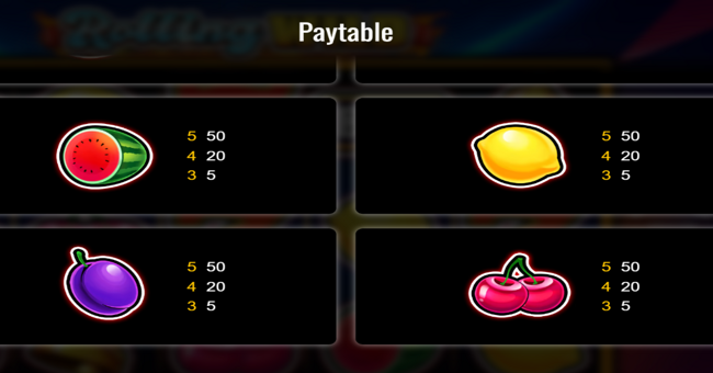 rolling wild paytable 3 paytable