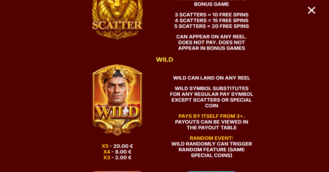 roman fortune paytable 1 paytable