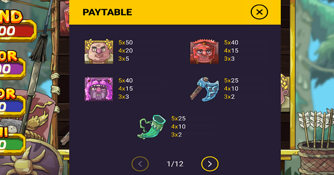 roman glory paytable 1 paytable