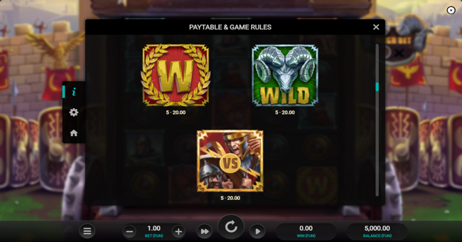 roman rivals blood and sand dream drop paytable 5 paytable