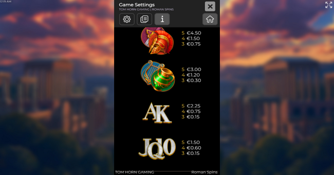 roman spins paytable 2 paytable