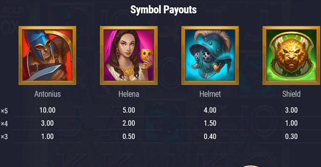 rome fight for gold paytable 1 paytable