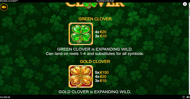 roving clover paytable 1 paytable