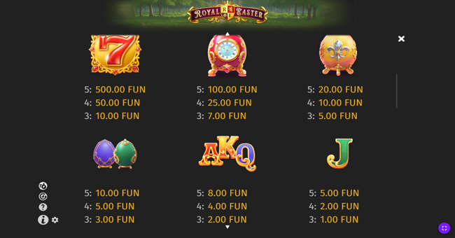 royal easter paytable 2 paytable