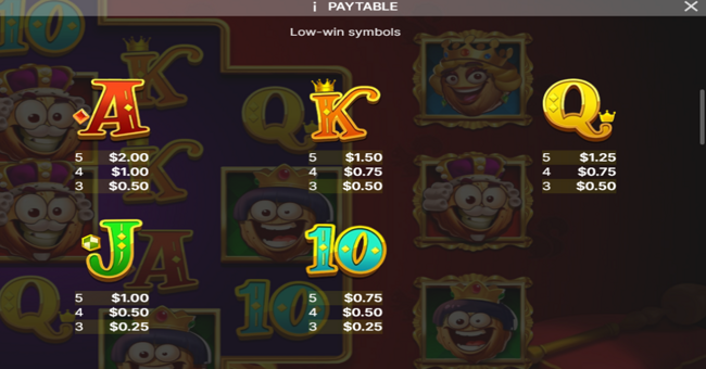 royal nuts paytable 2 paytable