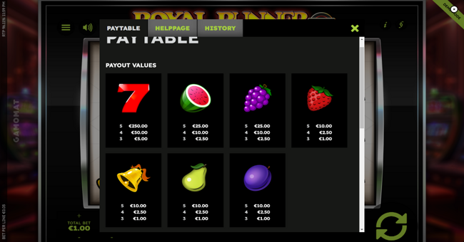 royal runner xxl paytable paytable