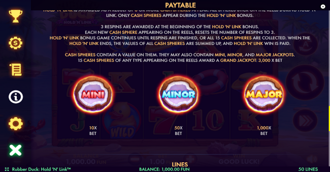 rubber duck hold n link paytable 3 paytable