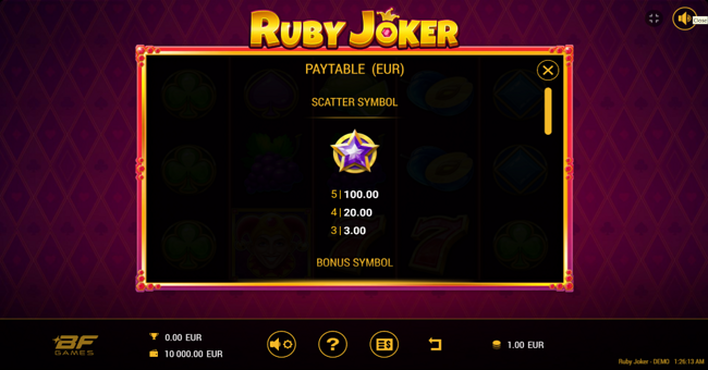 ruby joker paytable 1 paytable