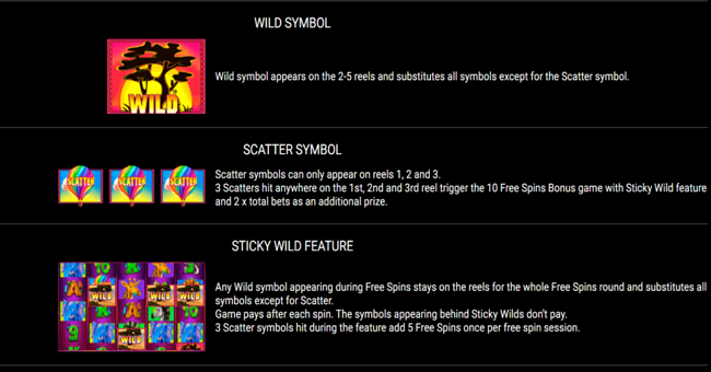 safari adventures paytable paytable