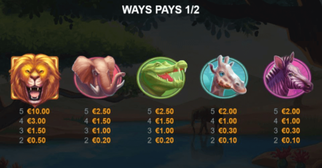 safari chase paytable 1 paytable