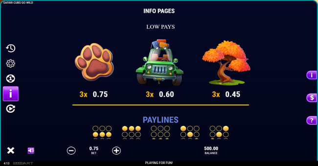 safari cubs go wild paytable 3 paytable